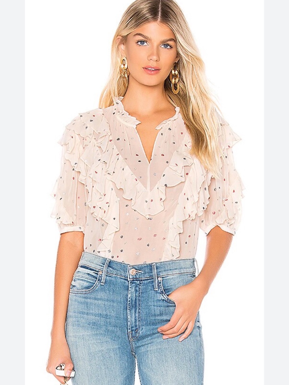 REBECCA TAYLOR Gliter Gem Silk Top in Color Parfait - New without tag